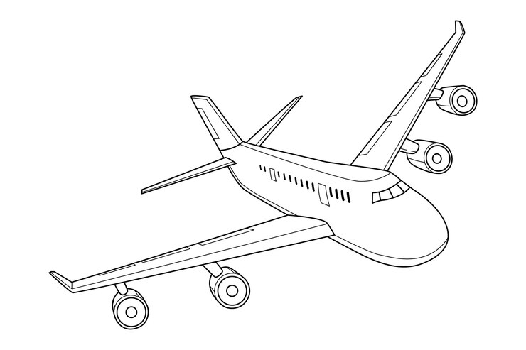 Vetor grátis ilustração de contorno de avião desenhada de mão