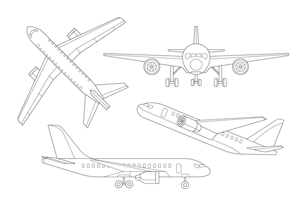 Vetor grátis ilustração de contorno de avião desenhada de mão