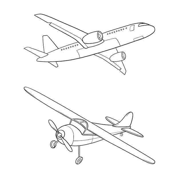 Vetor grátis ilustração de contorno de avião desenhada de mão