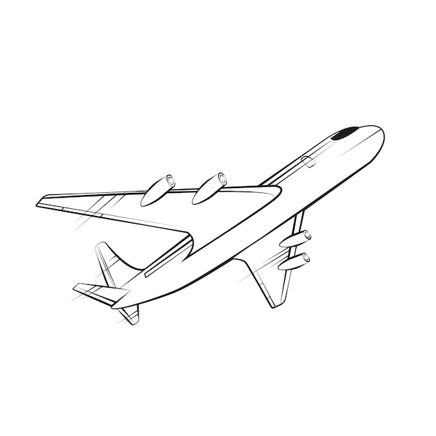 Ilustração de contorno de avião desenhada de mão