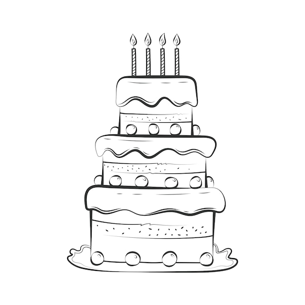 bolo de aniversário para colorir 13191823 Vetor no Vecteezy