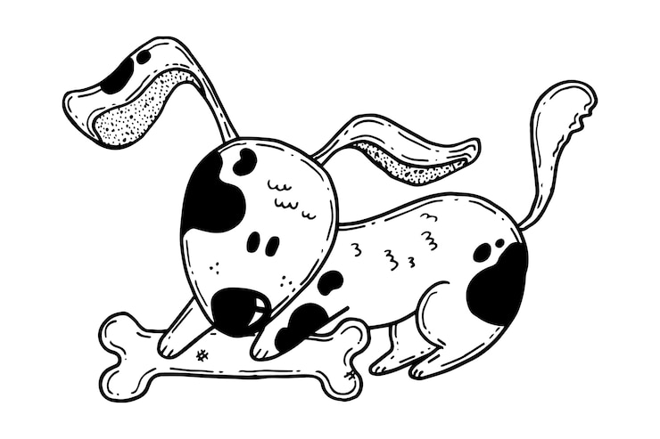 Vetor grátis ilustração de contorno de cachorro desenhado à mão