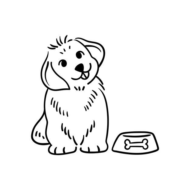 Ilustração de contorno de cachorro desenhado à mão