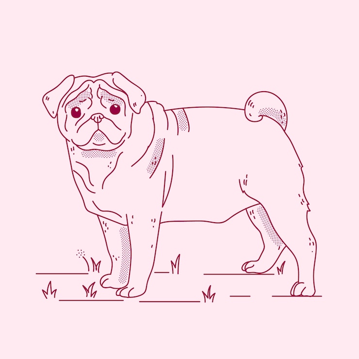 Vetor grátis ilustração de contorno de cachorro desenhado à mão