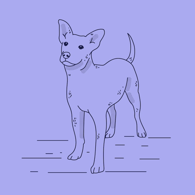 Vetor grátis ilustração de contorno de cachorro desenhado à mão