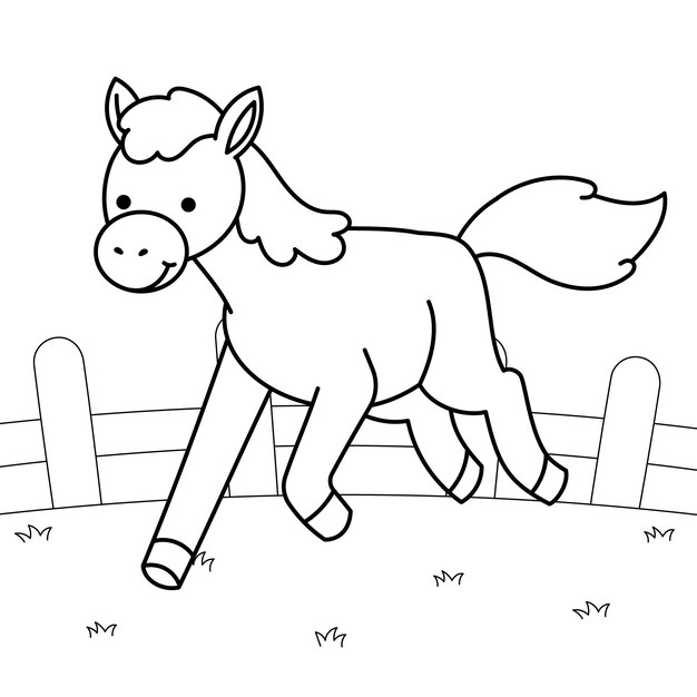 Ilustração de contorno de cavalo desenhado à mão