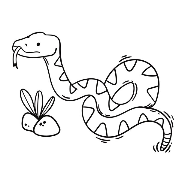 Ilustração de contorno de cobra desenhada à mão
