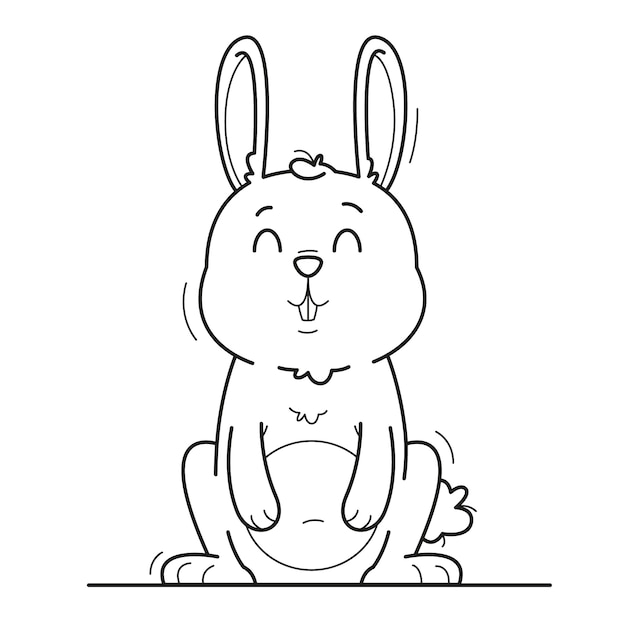 Vetor grátis ilustração de contorno de coelho desenhada à mão