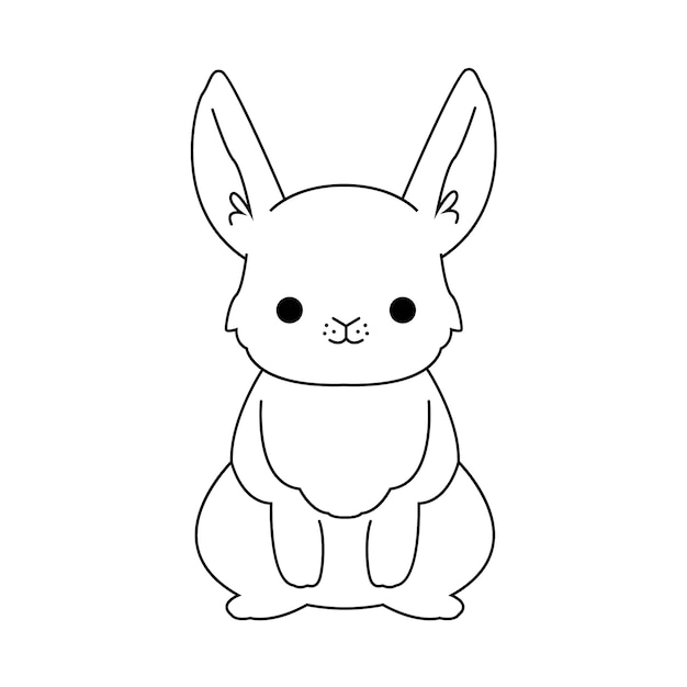 Ilustração de contorno de coelho desenhada à mão