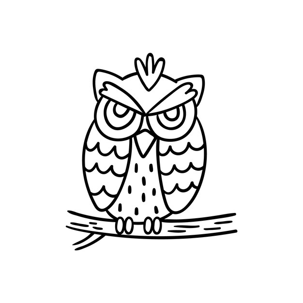 Ilustração de contorno de coruja desenhada à mão