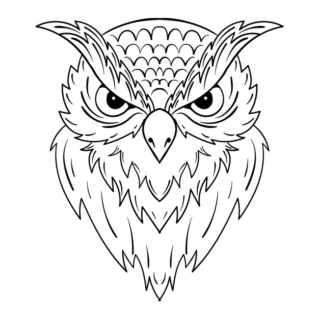 Ilustração de contorno de coruja desenhada de mão
