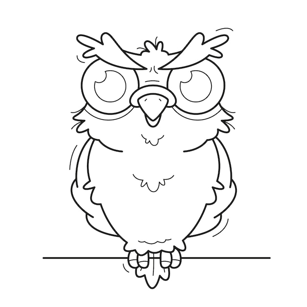 Ilustração de contorno de coruja desenhada de mão