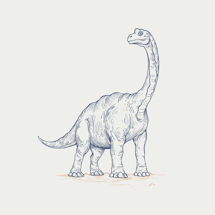 Vetor grátis ilustração de contorno de dinossauro desenhada de mão