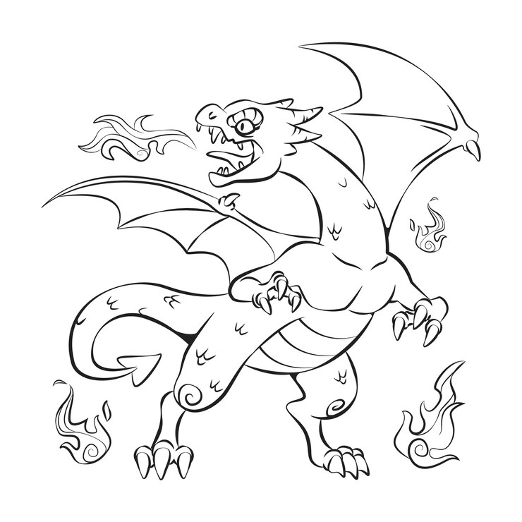 Vetor grátis ilustração de contorno de dragão desenhado à mão