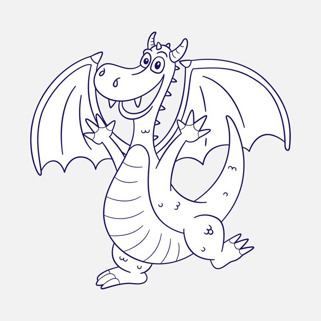 Ilustração de contorno de dragão desenhado à mão