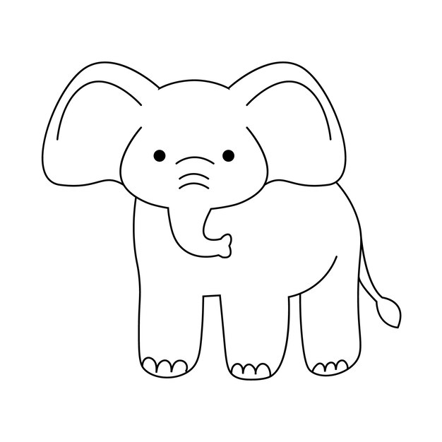 Ilustração de contorno de elefante desenhado à mão