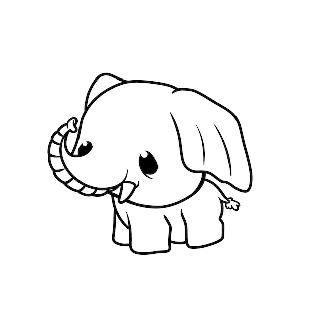 Ilustração de contorno de elefante desenhado à mão