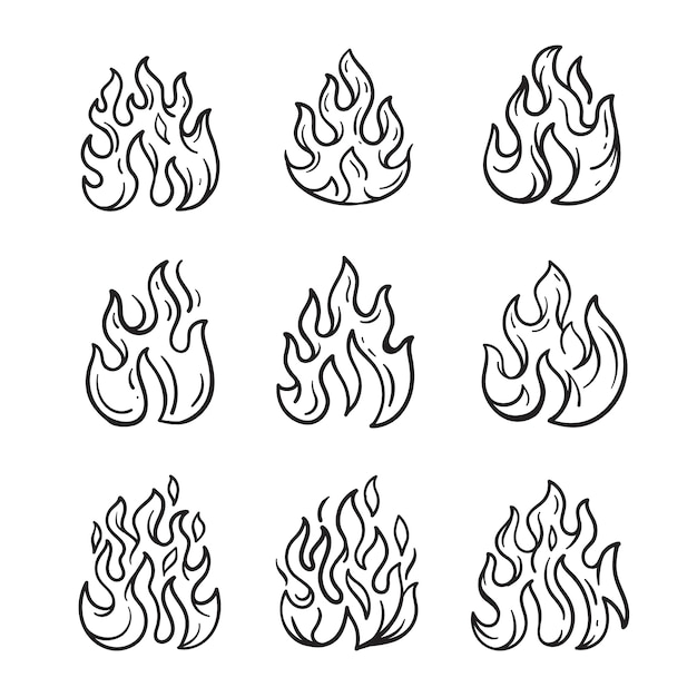 Vetor grátis ilustração de contorno de fogo desenhada à mão