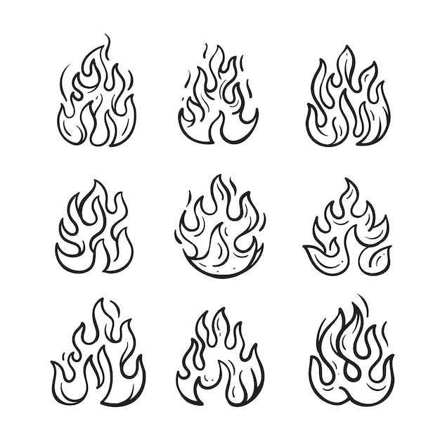 Vetor grátis ilustração de contorno de fogo desenhada à mão