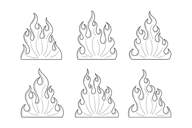Ilustração de contorno de fogo desenhada à mão