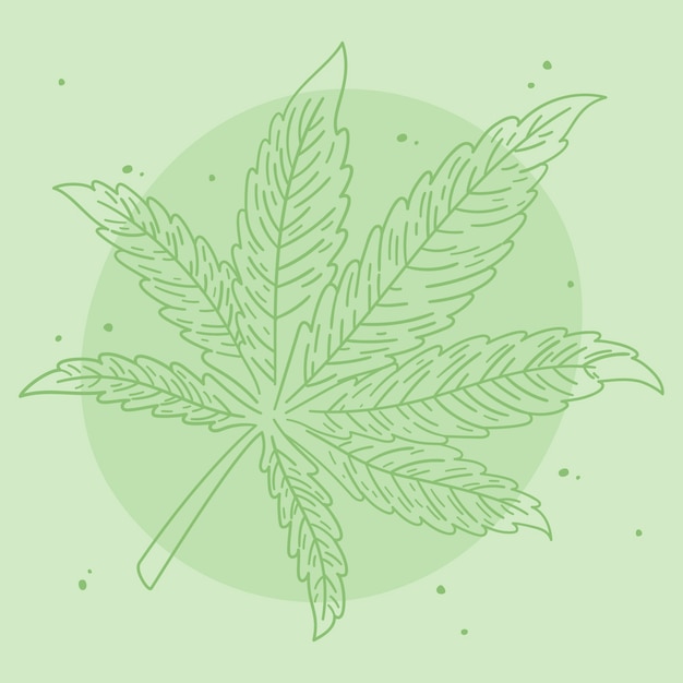 Ilustração de contorno de folha de maconha desenhada de mão