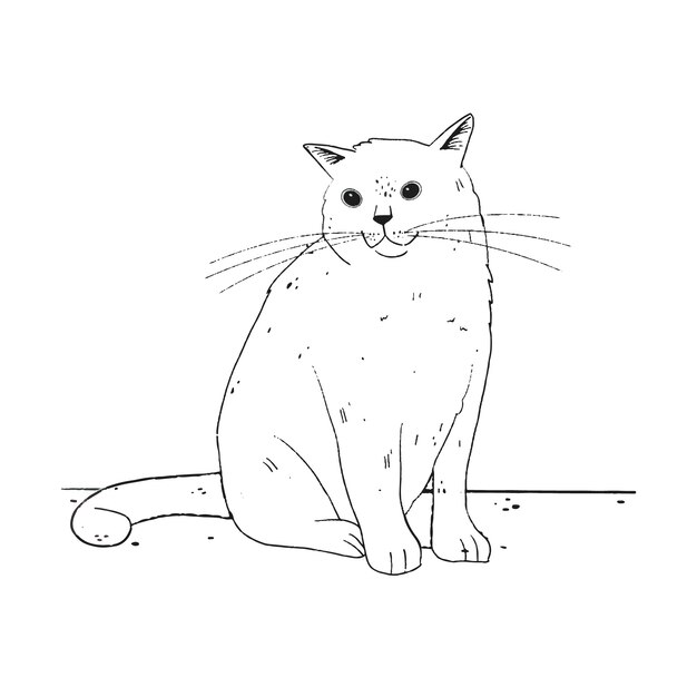 Ilustração de contorno de gato desenhada à mão