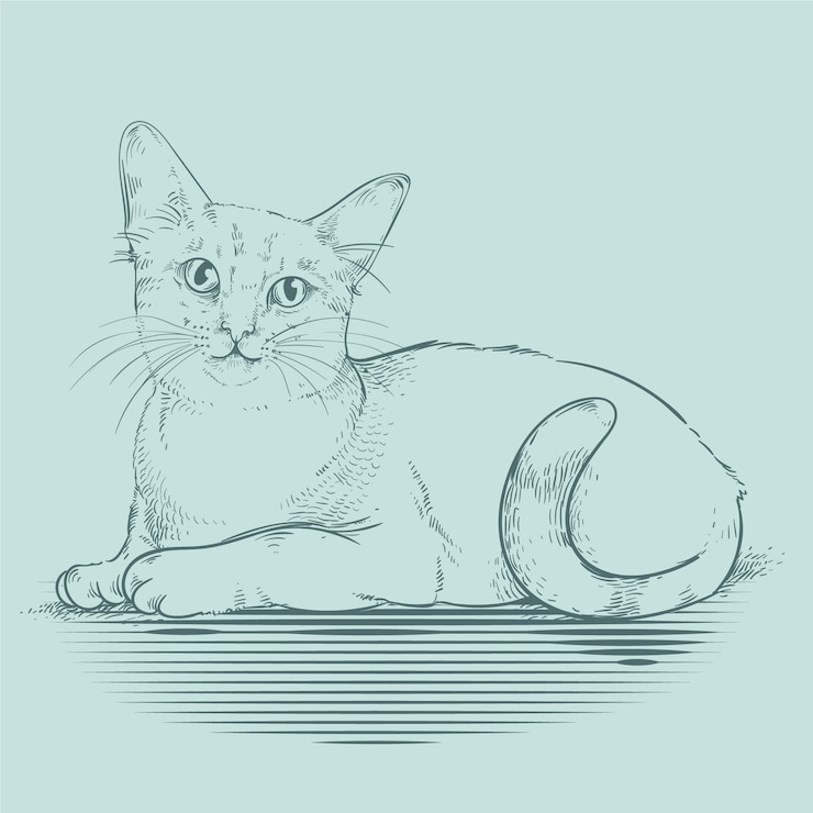 Vetor grátis ilustração de contorno de gato desenhada à mão