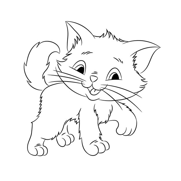 Ilustração de contorno de gato desenhado à mão