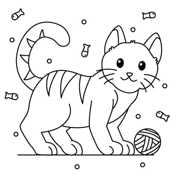 Ilustração de contorno de gato desenhado à mão
