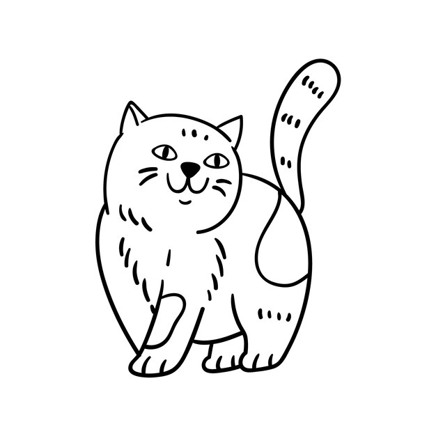 Ilustração de contorno de gato desenhado à mão