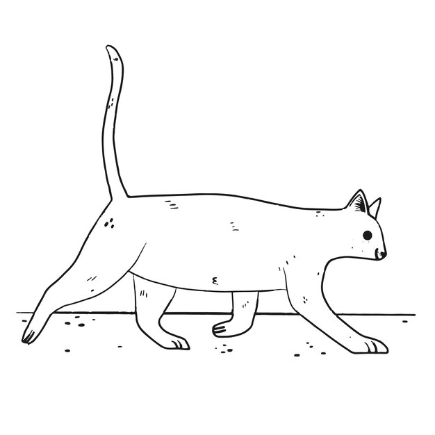 Ilustração de contorno de gato desenhado à mão