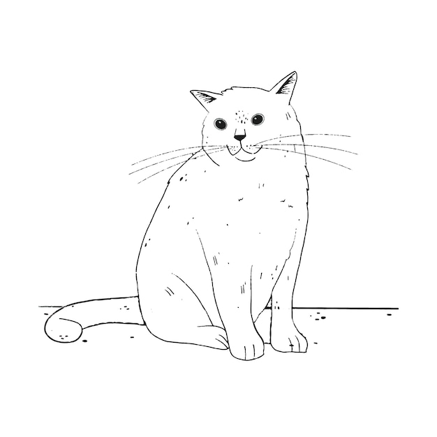 Ilustração de contorno de gato desenhado à mão