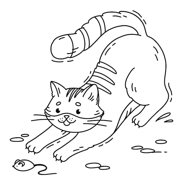 Vetor grátis ilustração de contorno de gato desenhado à mão