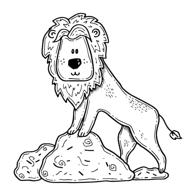 Ilustração de contorno de leão desenhado à mão