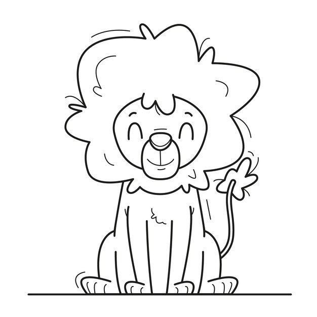 Ilustração de contorno de leão desenhado à mão