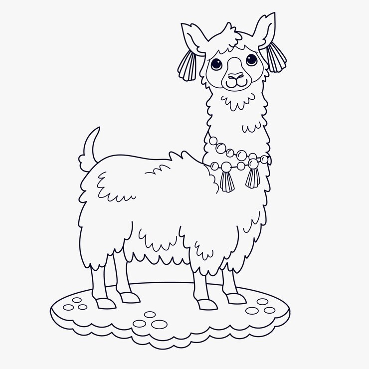 Vetor grátis ilustração de contorno de lhama desenhada de mão