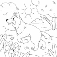 Vetor grátis ilustração de contorno de lobo desenhado à mão