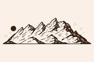 Vetor grátis ilustração de contorno de montanha desenhada de mão