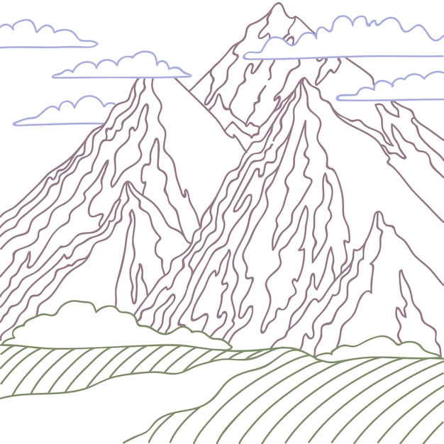 Ilustração de contorno de montanha desenhada de mão