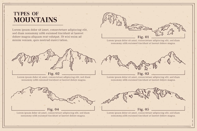 Vetor grátis ilustração de contorno de montanha desenhada de mão