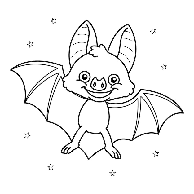 Ilustração de contorno de morcego desenhada à mão