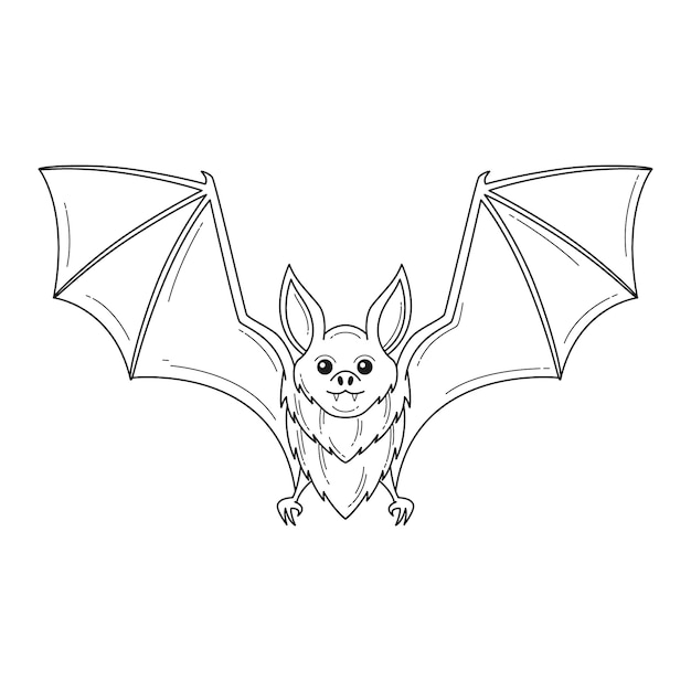 Ilustração de contorno de morcego desenhada à mão