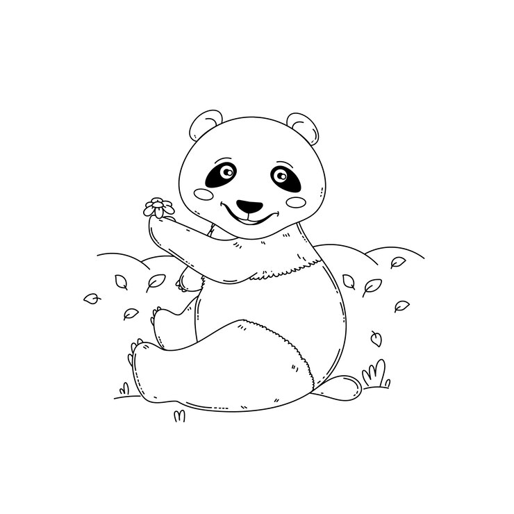 Vetor grátis ilustração de contorno de panda desenhada de mão