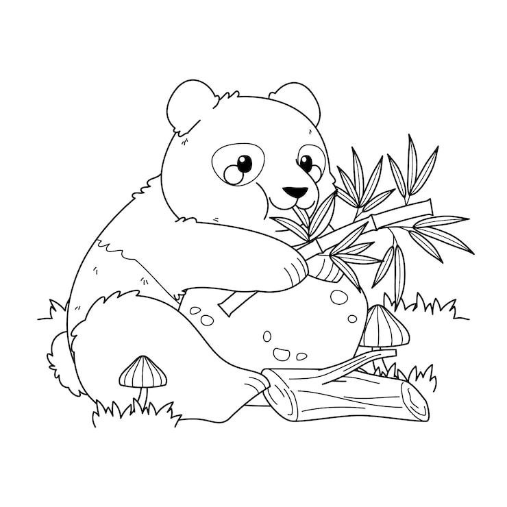 Vetor grátis ilustração de contorno de panda desenhada de mão