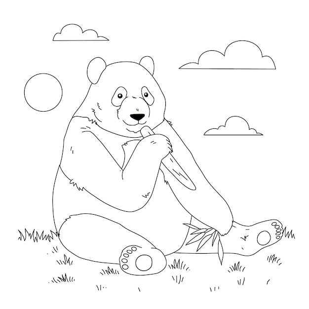Ilustração de contorno de panda desenhada de mão