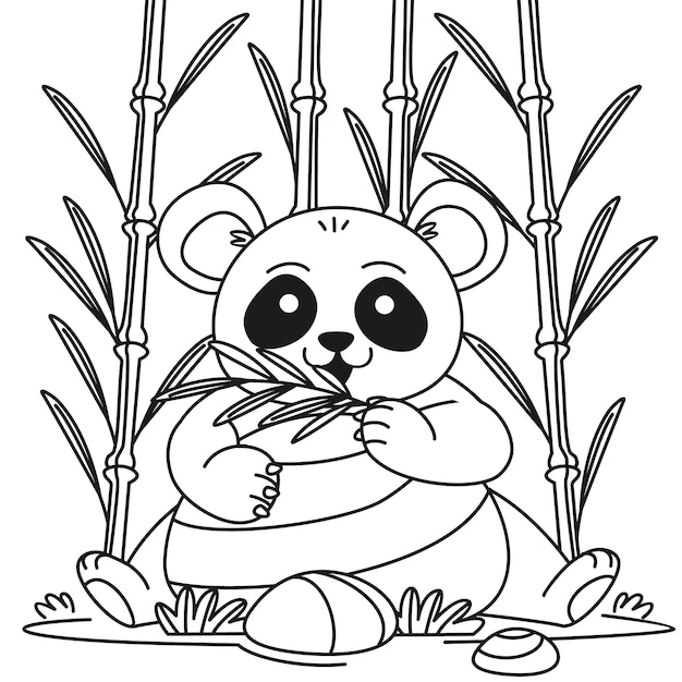 Vetor grátis ilustração de contorno de panda desenhada de mão