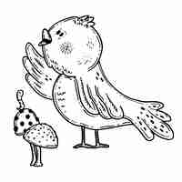 Vetor grátis ilustração de contorno de pássaro desenhada à mão