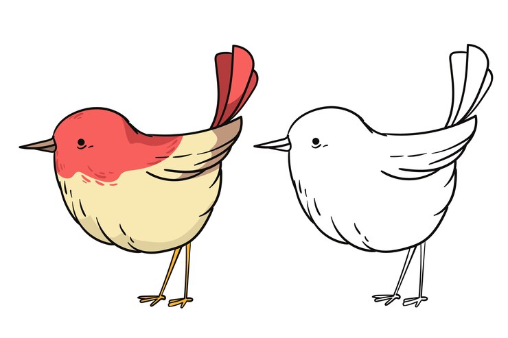 Vetor grátis ilustração de contorno de pássaro desenhada à mão