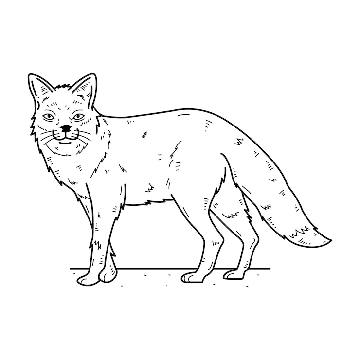 Vetor grátis ilustração de contorno de raposa desenhada à mão