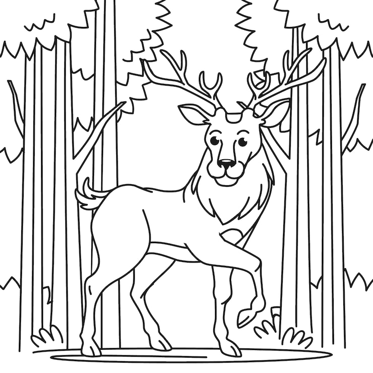 Vetor grátis ilustração de contorno de rena desenhada de mão